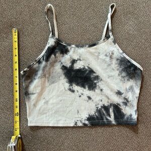 Black and White Tie Dye Crop Top